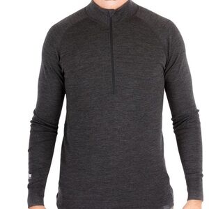 New Meriwool Layers Charcoal Gray Half-Zip Midweight 250 Base Layer Size Medium